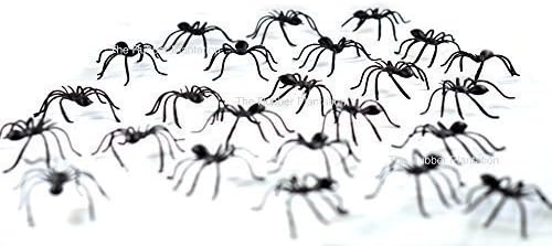 The Rubber Plantation TM 619219291354 Spooky Black Plastic Spiders for Halloween Decorations and Props Accessort Set, Unisex-Adult, One Size