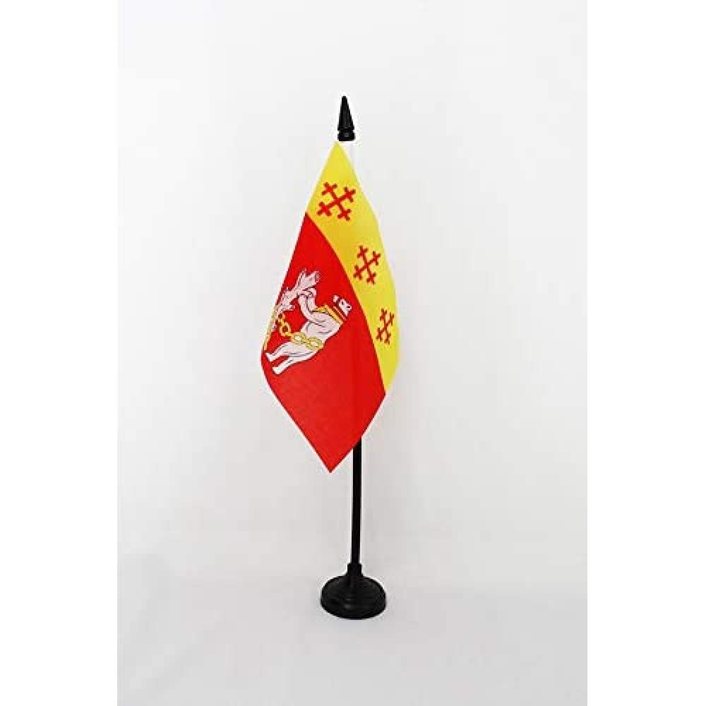 AZ FLAG - Warwickshire county Table Flag 4'' x 6'' - Warwickshire county Office Mini Banner 100% Polyester 15 x 10 cm - Mini Desk Flag with 10'' Pole and Black Plastic Base