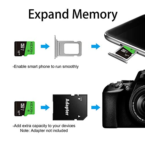 KEXIN Carte Micro SD 16Go de Haute Vitesse Jusqu\'à 80 Mo/s, Lot de 3 Cartes Mémoire MicroSDHC 16 Go UHS-I U1 C10, Carte TF pour Appareil Photo de Sport, Caméra, Smartphone, Drone, Tablette, Dash Cam