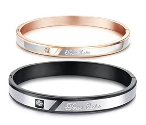 His or hers matching set couple titanium bangle bracele…