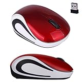 Portable Perman Cute Mini 2.4GHz Wireless 3 Buttons Optical Mouse Mice with USB Receiver for Computer PC Laptop Notebook Red