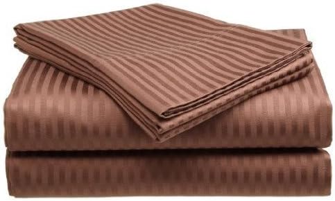 Comfort Linen 300 Thread Count Cotton Dobby Stripe Sheet Set- Assorted Colors/sizes, Twin - Coffee