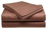 Comfort Linen 300 Thread Count Cotton Dobby Stripe Sheet Set- Assorted Colors/sizes, King - Coffee