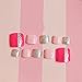 24pcs Press on Toenails for Women French False Toenail Tips with Glue Design, Artificial Pink Gel Fake Toenails Pedicure Kit, Acrylic False Toenails Stick On Toe Nails for Women and Girls