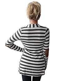 Myobe - Chal para mujer con parche en el codo, grueso, a rayas, parte frontal abierta, chaqueta para abrigo