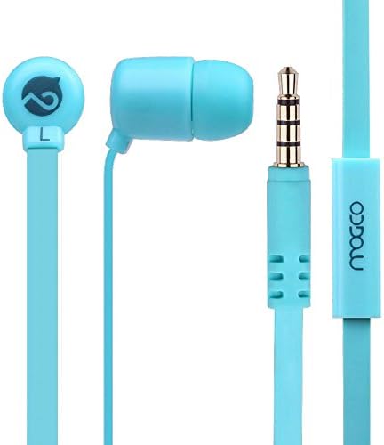 MOGCOEarphones, M5 Stereo in-Ear Earbuds Headphones with Mic & Noddle Cable/Universal 3.5mm Plug for iPhone/iPad/iPod/Android Smartphones/Tablelet-Aquamarine