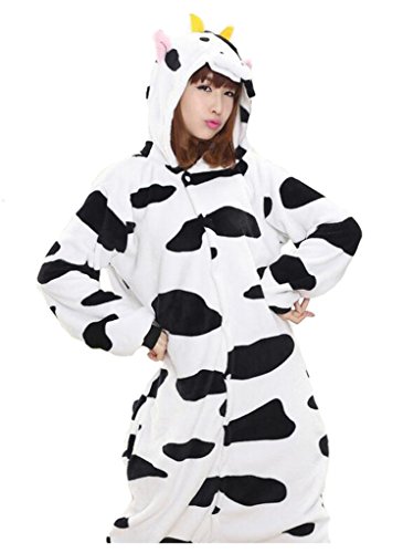 Adrinfly One-piece Pajamas Animal Costume Adult Animal Onesie Cow Cosplay