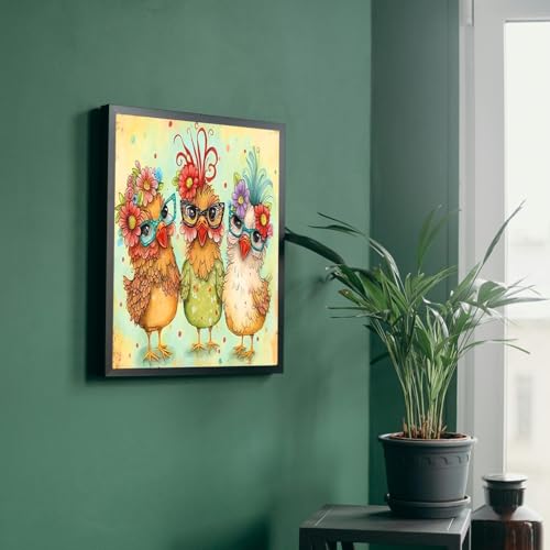 MBNTJHT Hen Chicken Stamped Cross Stitch Kits for Begainner,Cross Stitch Patterns Needlepoint Kits for Adults, Cross Stitch Supplies for Adults 14x14inch