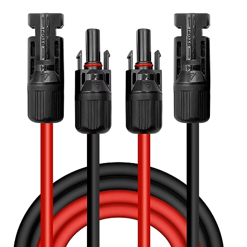Solar Cable 4 mm²/6 mm², Solar Cable Extension 1/2/3/5/8/10/13/15 m, Solar Cable Extension Cable (Red/Black) (4 mm²5 m)