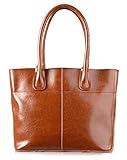  AB Earth Women Genuine Leather Vintage Large Capacity Top Handle Handbags Shoulder Handbag Tote Bags, M1002Brown