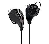 Bluetooth Headphone by IDK Luxury: V4.1 Wireless Earphones, Premium Sound IPX4 Sweat Proof Black Headset with Noise Cancelling, Bass, and Mic. Sport Stereo Earbuds with Case, Charger, and USB Cable