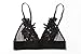 BellisMira Unpadded Mesh Triangle Strappy Bralette Embroidered Flower Applique A-C Cups Only -Black, M