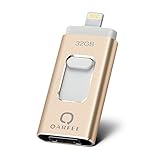 4 in 1 Universal 32G Phone Flash Drive,QARFEE Pen Drive OTG Type-C Lightning USB Micro USB Memory Stick External Storage Flash Drive U Disk for iPhone iPad iPod Mac Android cell phone and PC,Gold