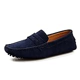 TDA Men's Stripe Multi Color Hot Suede Moccasin Loafers Boat Shoes