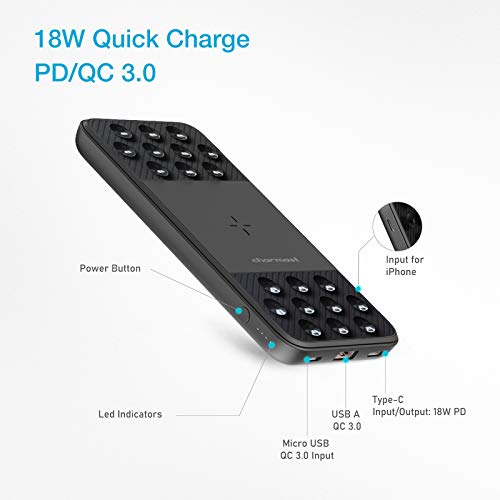 Charmast draadloze Power Bank USB C 10000mAh Zuignap Draagbare Oplader 18W PD Quick Charge 3.0 Externe Accu Compatibel… - Afbeelding 6