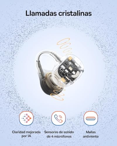 Baseus BC1 Audífonos Inalámbricos de Oído Abierto con Clip, Bluetooth 6.0, hasta 38 Horas de Batería, Sonido con Refuerzo de Bajos por IA, 4-Mic para Llamadas Claras, IP55, Ligero y Cómodo, Negro