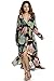 Zeagoo Women Chiffon V-Neck Long Sleeve Slit Floral Long Maxi Party Beach Dress