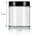 Clear Thick Glass Straight Sided Empty Jar Containers with Black Smooth Lid - 4 oz / 120 ml (3 pack)