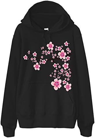 French Terry Hoodie - Sakura Cherry Blossom Season Black Medium