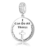 AMATOLOVE I Can Do All Things Through Christ who Strengthen Me 925 Sterling Silver Charms for Bracelet Religion Jewelry