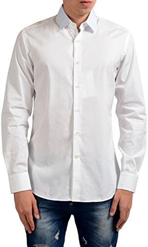Salvatore Ferragamo Men's White Long Sleeve Casual Shirt US 17.5 IT 44;