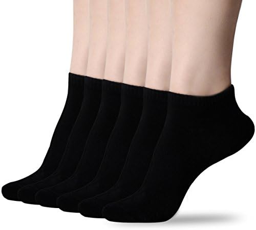 Women's Low Cut Socks,6-Pair Ankle No Show Athletic Short Cotton Socks by Sioncy (Cushioned Black)