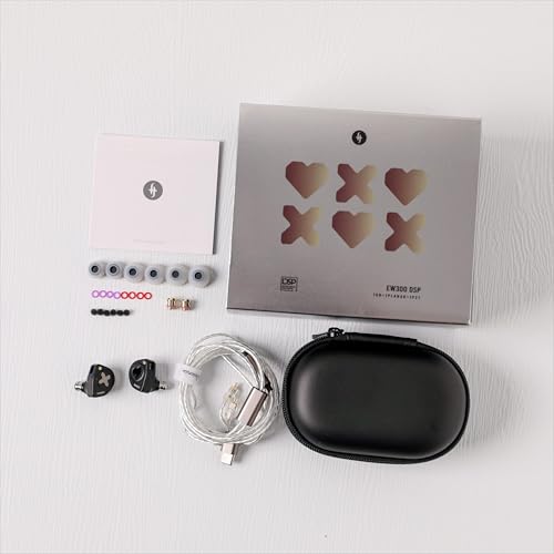 Linsoul SIMGOT EW300 1DD+1Planar+1PZT Hybrid In-Ear Controller, IEM Headphones, Gaming Headphones, Detachable Earphones, OFC Cable Silver for Audiophile (DSP Edition, TypeC With Mic)