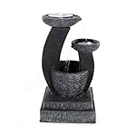Modern Cascading Bowls Solar-on-Demand Water Fountain, 28 Inch Tall by Sunnydaze