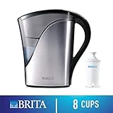 Brita Medium 8 Cup Water Filter Pitcher with 1 Standard Filter, BPA Free - Stainless Steel