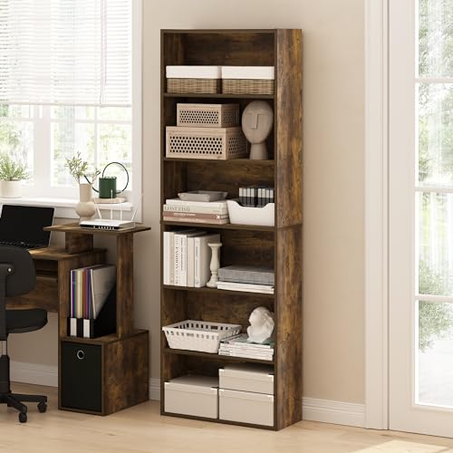 Furinno Jaya Simply Home 6-Tier Open Storage Bookcase, Amber Pine
