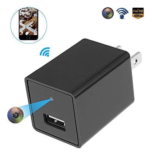 NexGadget Mini 1080P HD Security Wall Charger Wireless Camera Come with a 32GB SD Card, Motion Detection, Support Remote View (black one)
