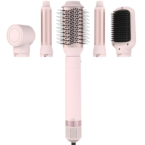 Hair Dryer Brush 5 in 1 Hair Styler, 110,000 RPM High-Speed Negative Ionic Hair Dryer, Auto Curl Frizz-Free Blow Dryer Brush for Curling Volumizing Straightening Styling