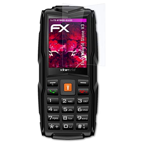 atFoliX Plastic Glass Protective Film compatible with Vkworld Stone V3 Glass Protector, 9H Hybrid-Glass FX Glass Screen Protector of plastic