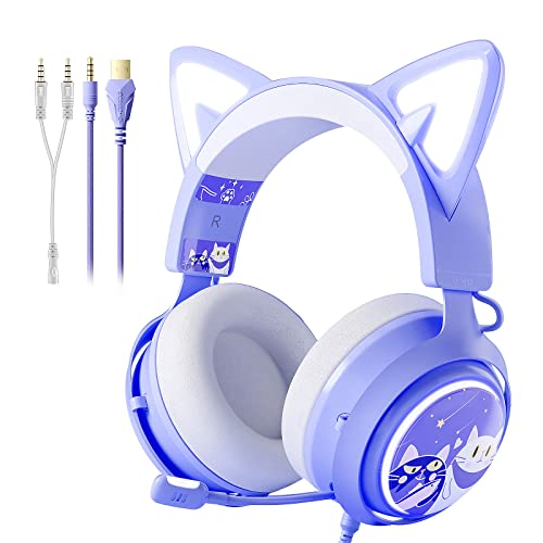 Purple Girl Headsets For Ps4 SOMIC Cat Headphones, Purple Gaming