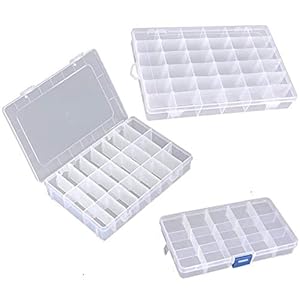 Bulfyss Jewellery Case Organiser With Adjustable Dividers 15/24/36 Grid, Transparent(Pack Of 3, Plastic)