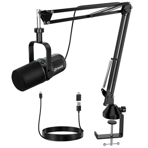 FDUCE SL40+ dynamisches Podcast-Mikrofon, USB/XLR-Mikrofon-Set für Gaming und Streaming, dynamisches Mikrofon mit Galgenarmst?nder, integrierter Kopfh?rerausgan