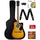 Fender CD-60SCE Solid Top Dreadnought Acoustic-Electric Guitar - All Mahogany Bundle with Hard Case, Instrument Cable, Strap, Tuner, Picks, Strings, and Austin Bazaar Instructional DVD