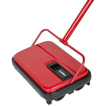 Eyliden Carpet Floor Sweeper Hand Push Automatic Compact Broom 4 Corner Edge Brushes Red&Black