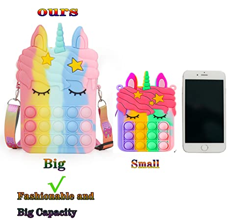 2 Pack Large Pop Purse bag, Fidget Shoulder Bags for Girls Women Gift, Pop Kids Purse Handbag for Birthday School Party Supplies.