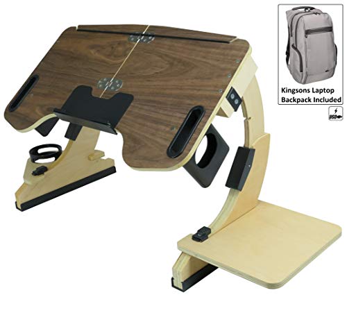 Portable Desk Laptop Bed Tray Notebook Stand Workstation with Laptop Backpack (24 INCH, Walnut)