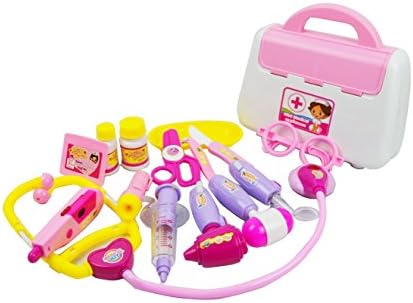 Hapo Deluxe Puzzle Simulation Medicine Box Doctor Toys Set Kids Pretend Play Doctor Set Doctor Nurse Medical Kit Playset for Kids Child Care Box Doctor Tools Toys - PINK