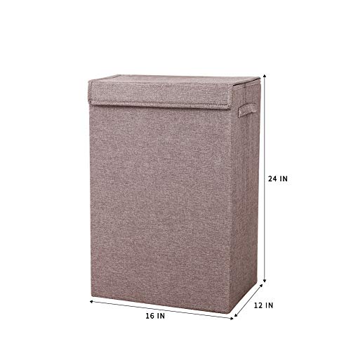 Hosroome Laundry Hampers with Lids Laundry Baskets with Handles Waterproof and Mildewproof Foldable Hamper Easily Transport Laundry,Brown