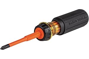 Klein Tools 32293 Insulated Screwdriver, 2-in-1 Screwdriver Set with Flip Blade, #2 Phillips and1/4-Inch Slotted Tips, Double