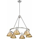 Golden Lighting 3306-6 PW-BCB Orwell - 6 Light Chandelier-20.38 Inches Tall and 29 Inches Wide, Finish Color: Pewter, Shade C