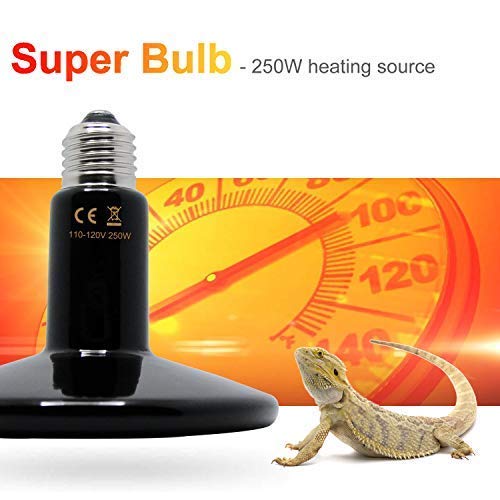 theBlueStone 250 Watt Ceramic Heat Emitter No-Light Infrared Reptile Heat Lamp Bulb for Terrarium Aquarium Amphibian Snake Chickens Brooder Birds Pets - Thumbnail 4