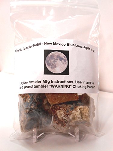 Rock Tumbler Gem Refill Kit New Mexico Blue "Luna" Agate Rough 8oz