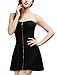 Allegra K Women's Strapless Exposed Zipper Front Tube Mini Party A-Line Dress Black Large