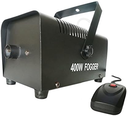 Halloween Fog Machine Portable Mini Fog Smoke Machine with Wired Remote Control DJ Hurricane Stage Effect Cold Fog Generator 400W Black