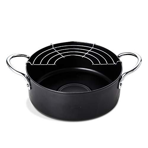 Click Here to See More Images Tempura Fryer Pot, Mini Deep Fry Pan with Drainer Mini Deep frying pan with oil frying pan 8 IN