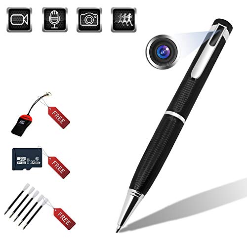 Hidden Cameras Pen Recorder 1080P Built-in 32GB Spy Cover Lens Pen Cam Record Video with Motion Detection and Audio Pocket Digital Video Recorder with Loop Recording